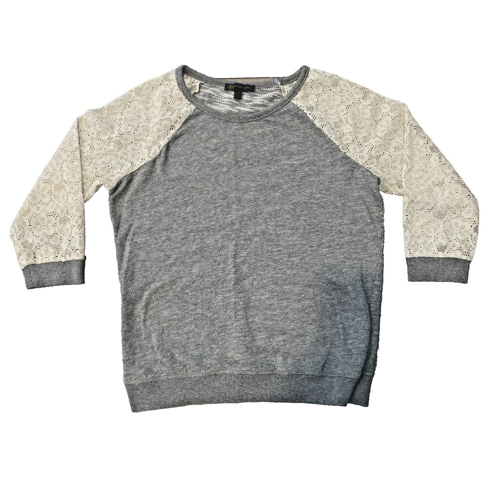Outback Red 3/4 Sleeve Lace Pullover‎ Gray and Cream Women's M